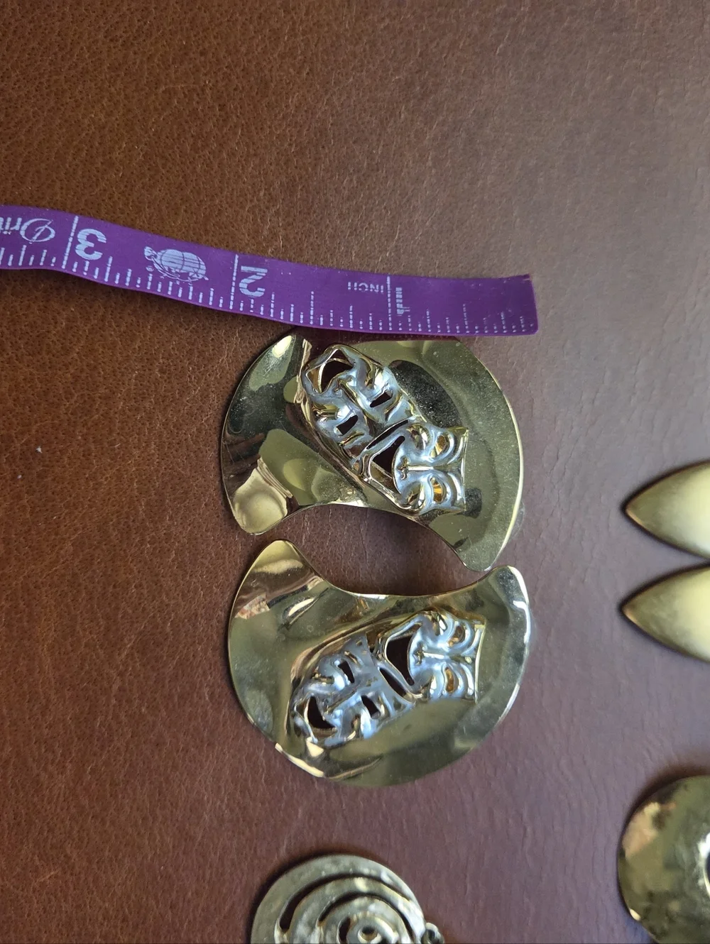 Vintage Lot‎ Bundle Hammered Gold Chunky Earrings